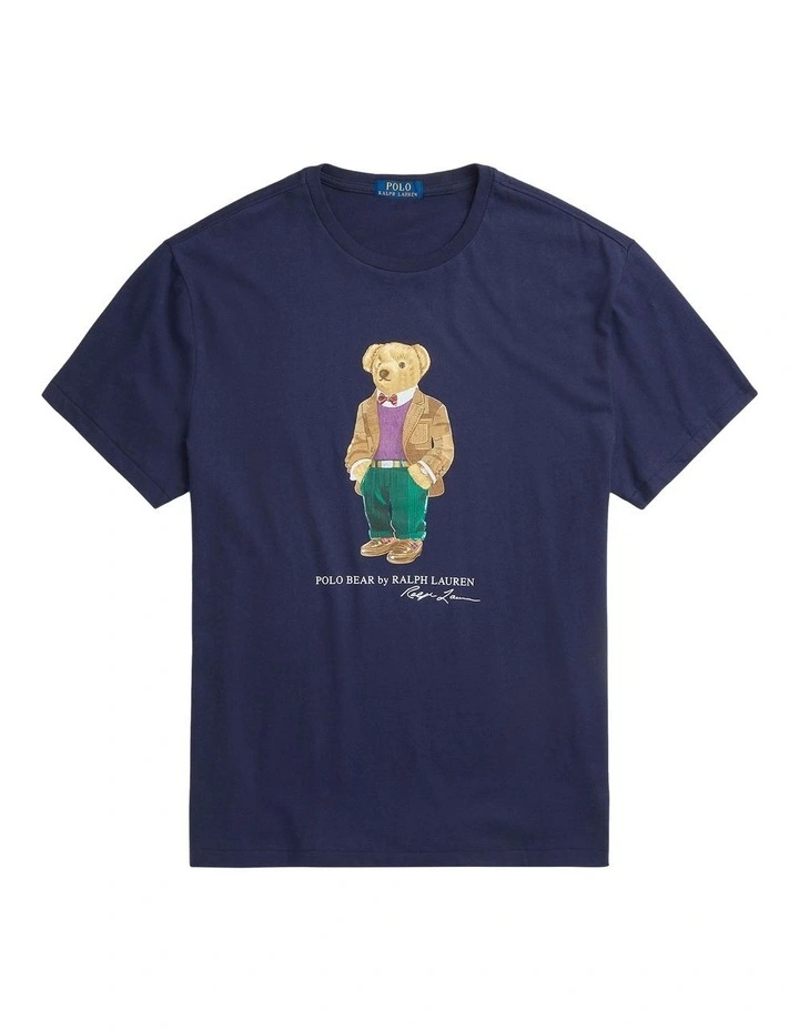 Custom Slim Fit Polo Bear Jersey T-shirt in Blue image 4