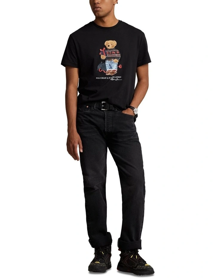 Custom Slim Fit Polo Bear Jersey T-shirt in Black image 3