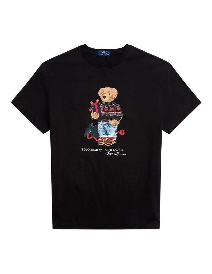 Custom Slim Fit Polo Bear Jersey T-shirt in Black image 4
