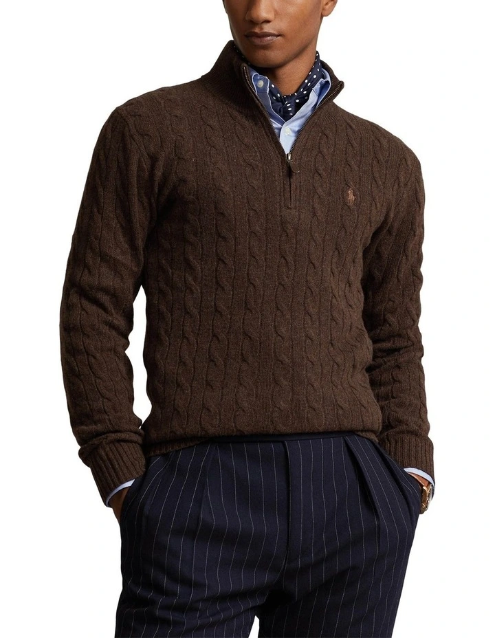 Polo Ralph Lauren Cable-Knit Wool-Cashmere Sweater in Brown MYER