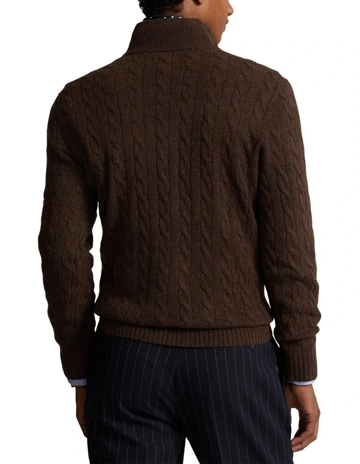 Cable-Knit Wool-Cashmere Sweater in Brown image 2