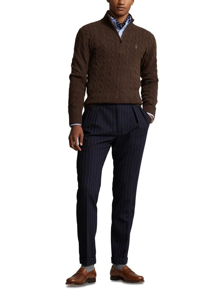 Cable-Knit Wool-Cashmere Sweater in Brown image 3