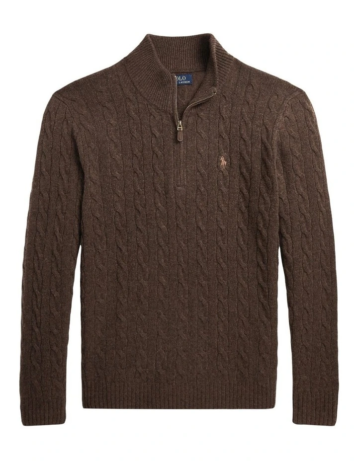 Cable-Knit Wool-Cashmere Sweater in Brown image 4