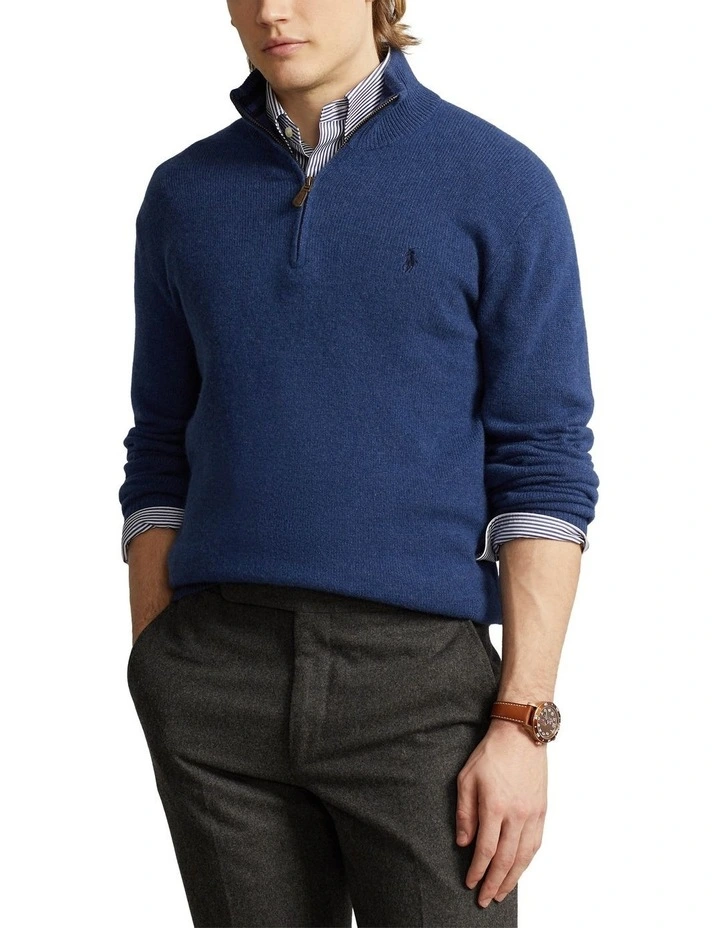 Wool-Cashmere Quarter-Zip Sweater in Blue image 1