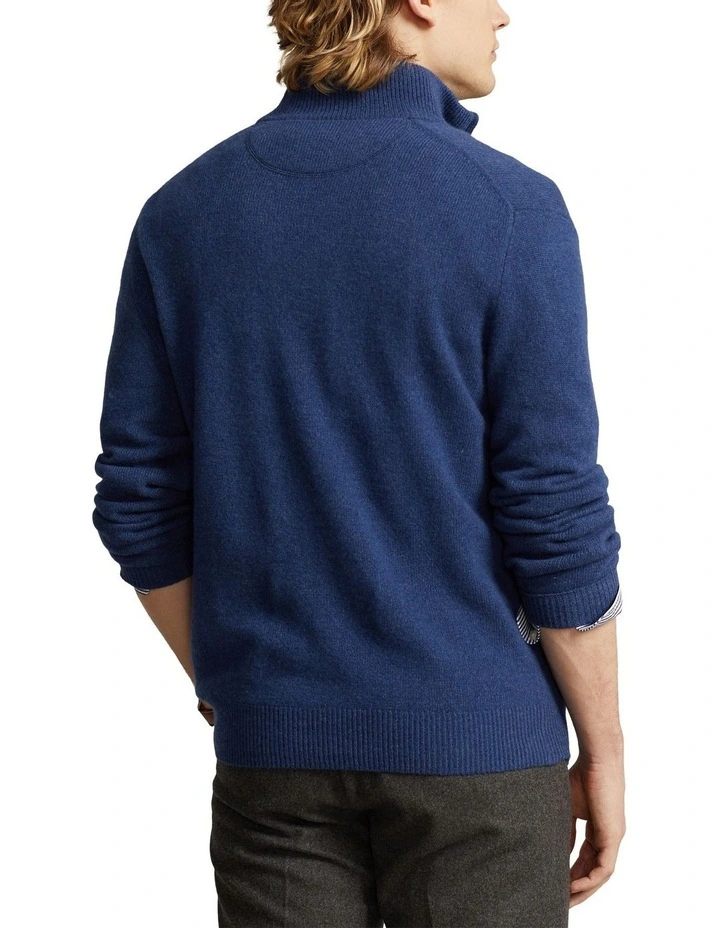 Wool-Cashmere Quarter-Zip Sweater in Blue image 2