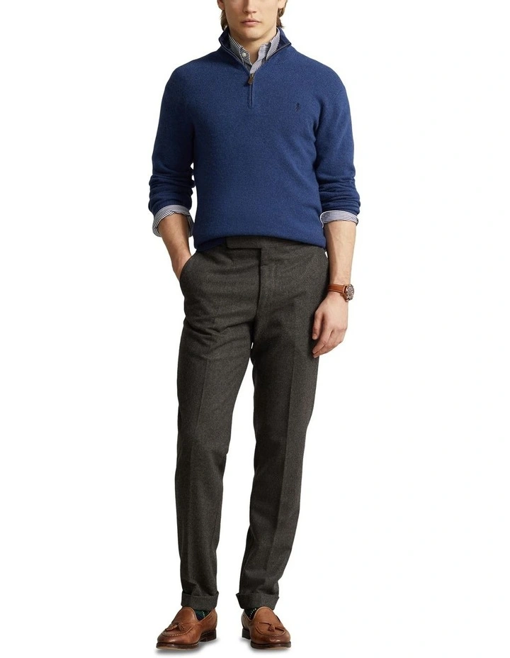 Wool-Cashmere Quarter-Zip Sweater in Blue image 3