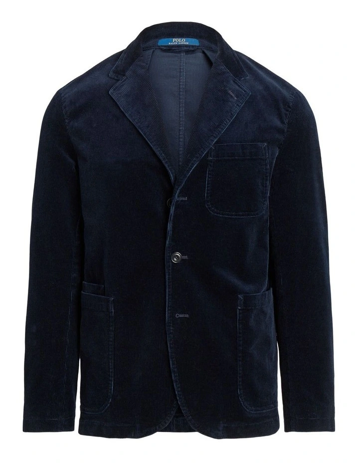 Washed Stretch Corduroy Suit Jacket in Blue image 4
