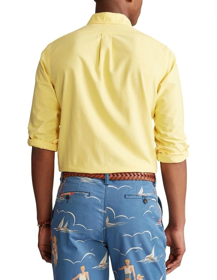 Classic Fit Garment-Dyed Oxford Shirt in Yellow image 2