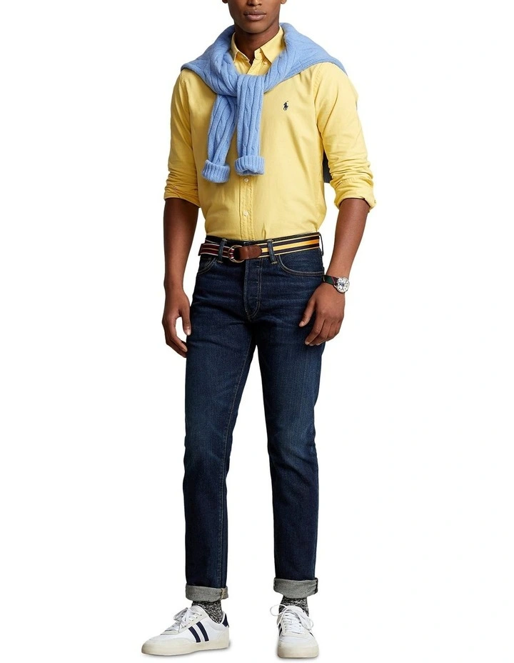 Classic Fit Garment-Dyed Oxford Shirt in Yellow image 3