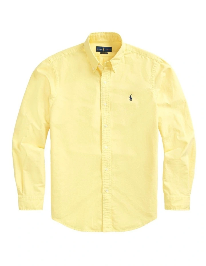 Classic Fit Garment-Dyed Oxford Shirt in Yellow image 4