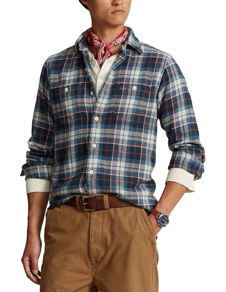 Custom Fit Plaid Flannel Workshirt in Assorted image 1