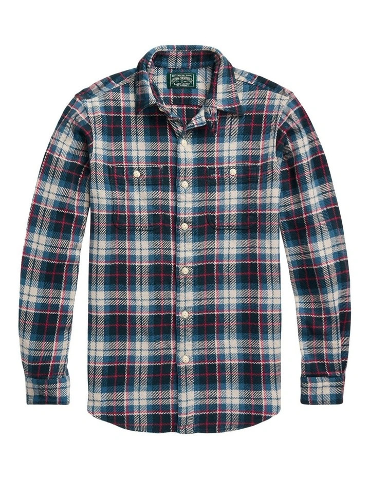 Custom Fit Plaid Flannel Workshirt in Assorted image 4