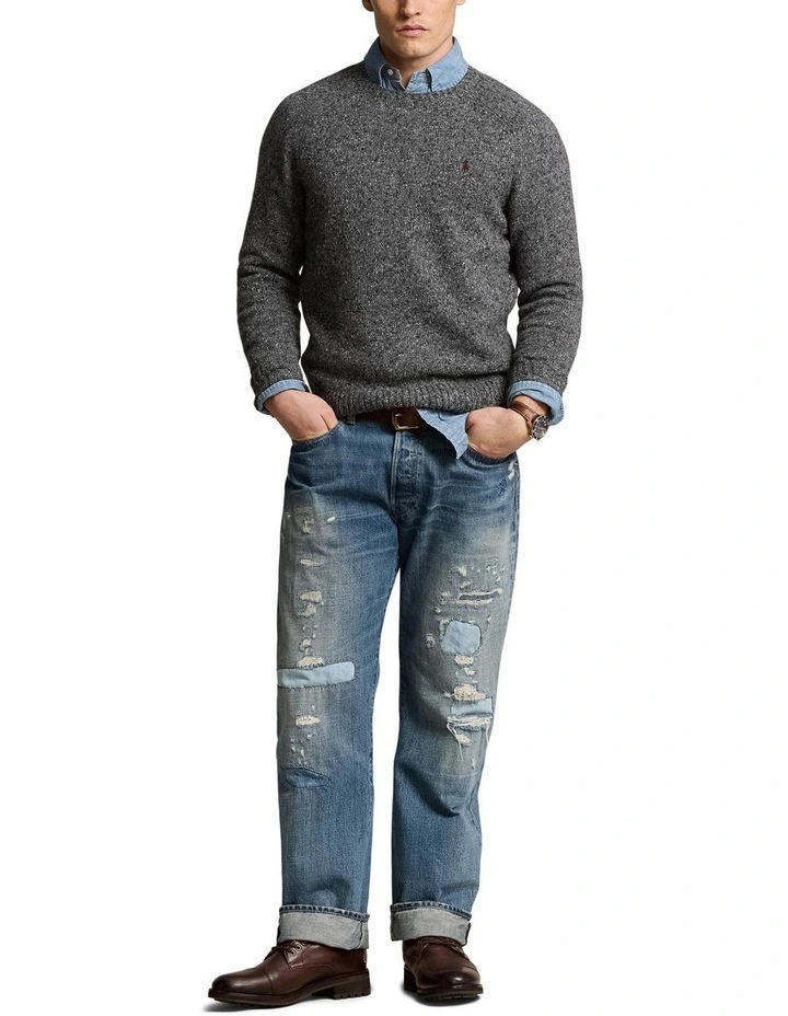 Wool-Blend Saddle-Sleeve Sweater in Grey image 3