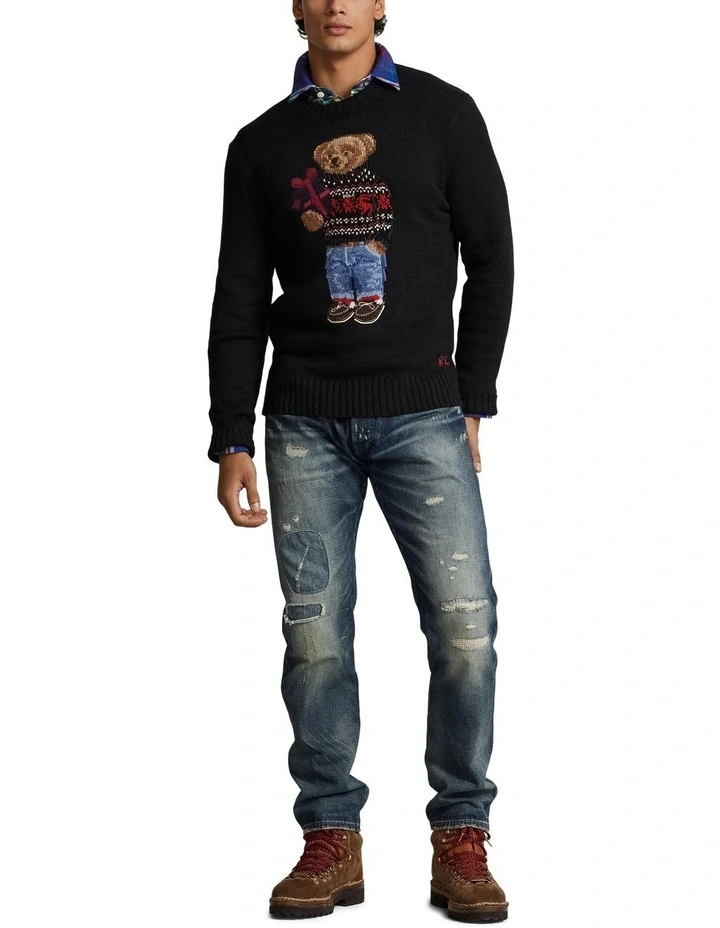 Polo Bear Cotton-Cashmere Sweater in Black image 3