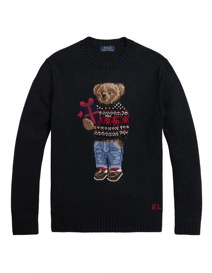 Polo Bear Cotton-Cashmere Sweater in Black image 4