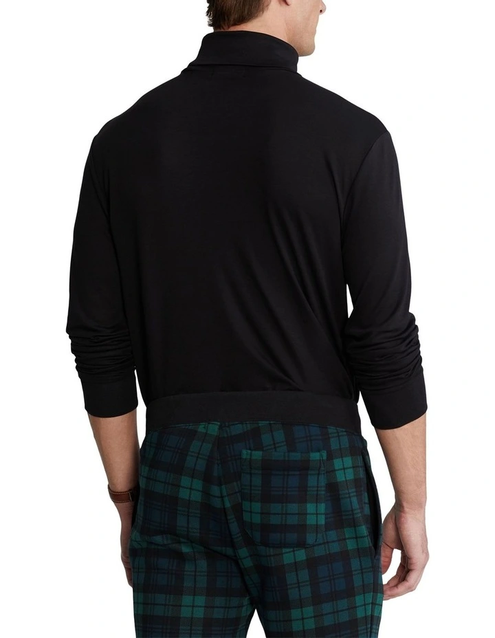 Soft Cotton Turtleneck T-shirt in Black image 2