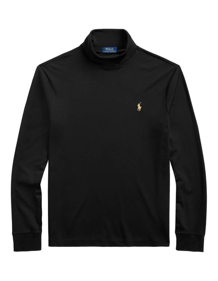 Soft Cotton Turtleneck T-shirt in Black image 4