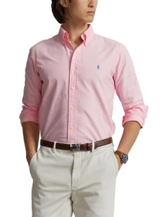 Classic Fit Garment-Dyed Oxford Shirt in Pink