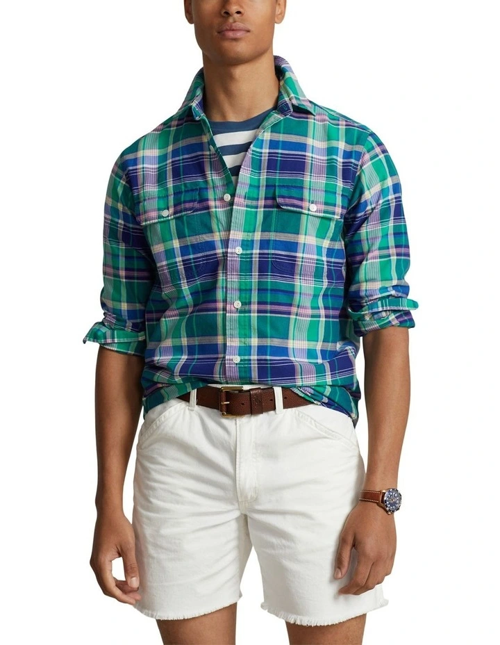 Classic Fit Plaid Oxford Workshirt in Assorted image 1