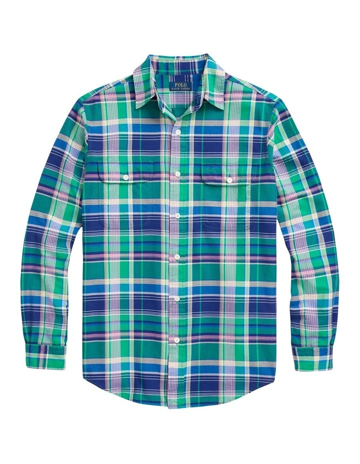 Classic Fit Plaid Oxford Workshirt in Assorted image 4