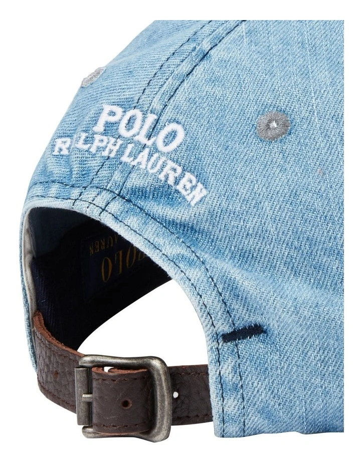 Polo Bear Denim Ball Cap in Blue image 3