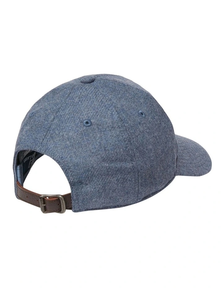 Embroidered Wool Twill Ball Cap in Blue image 2