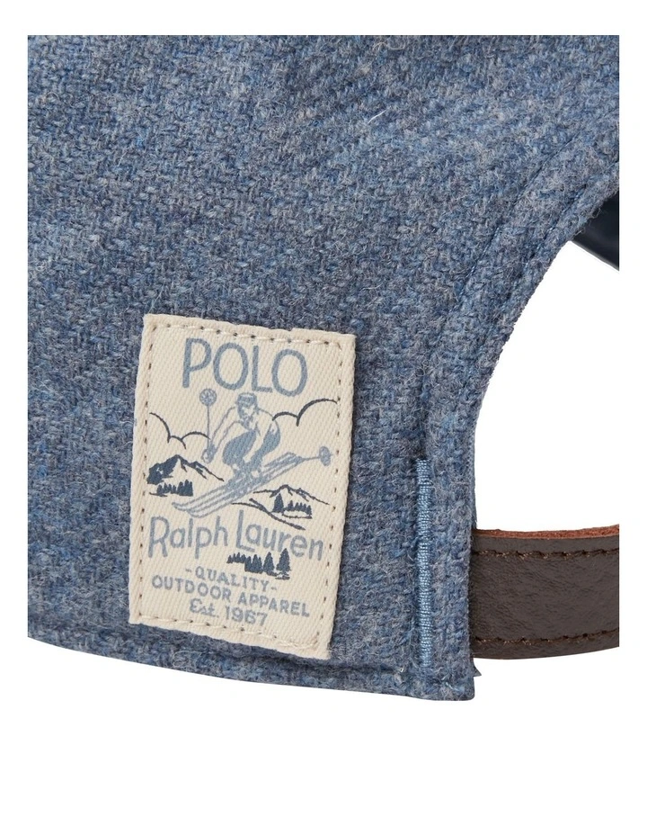 Embroidered Wool Twill Ball Cap in Blue image 3