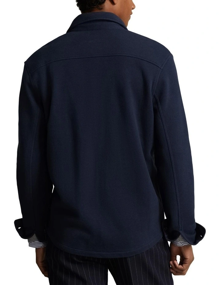 Double-Knit Mesh Overshirt in Navy image 2
