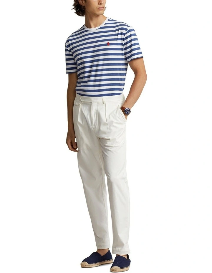 Custom Slim Fit Striped Jersey T-Shirt in Blue image 3