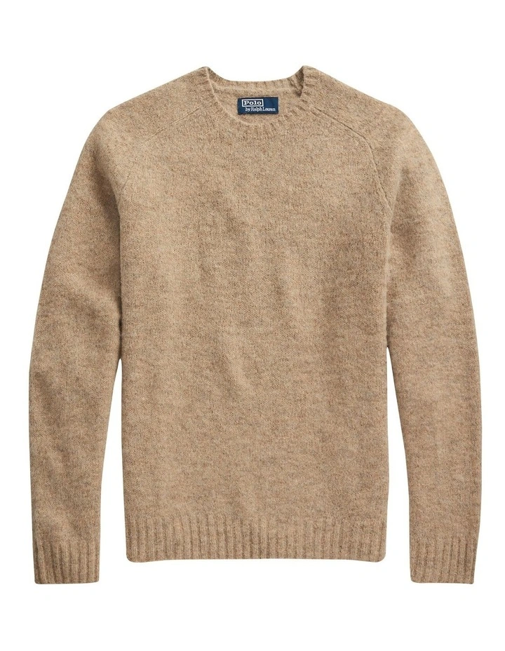Suede-Patch Crewneck Sweater in Brown image 4