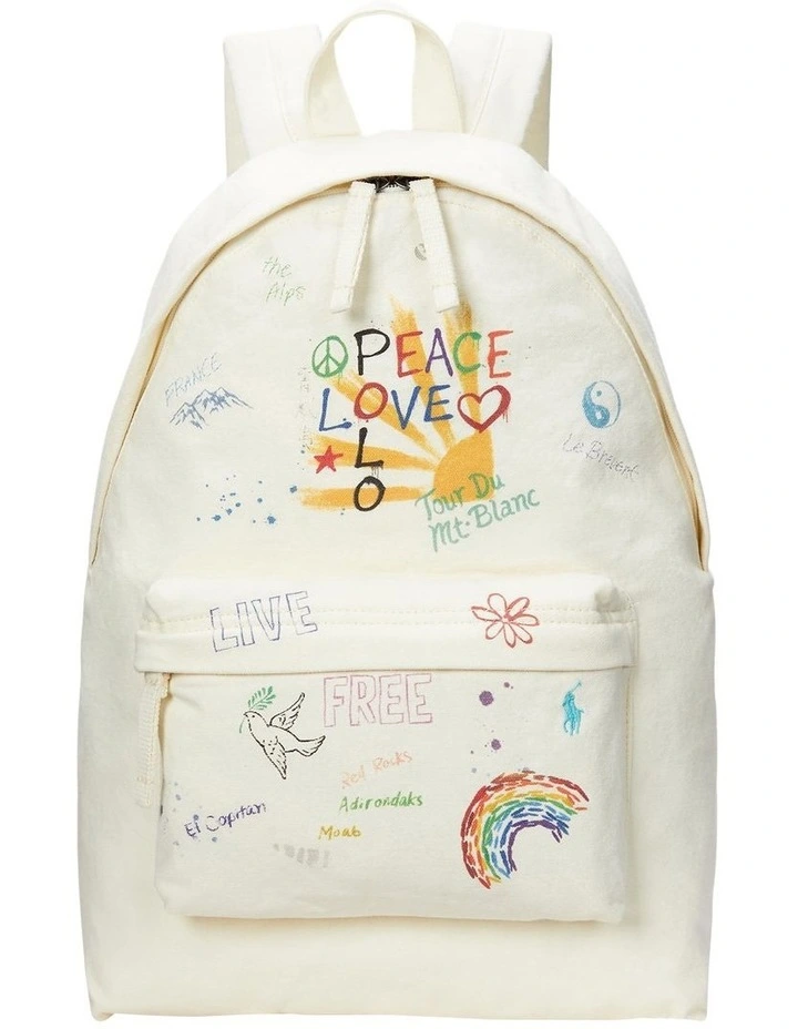 Peace Love Polo Canvas Backpack in Red image 1
