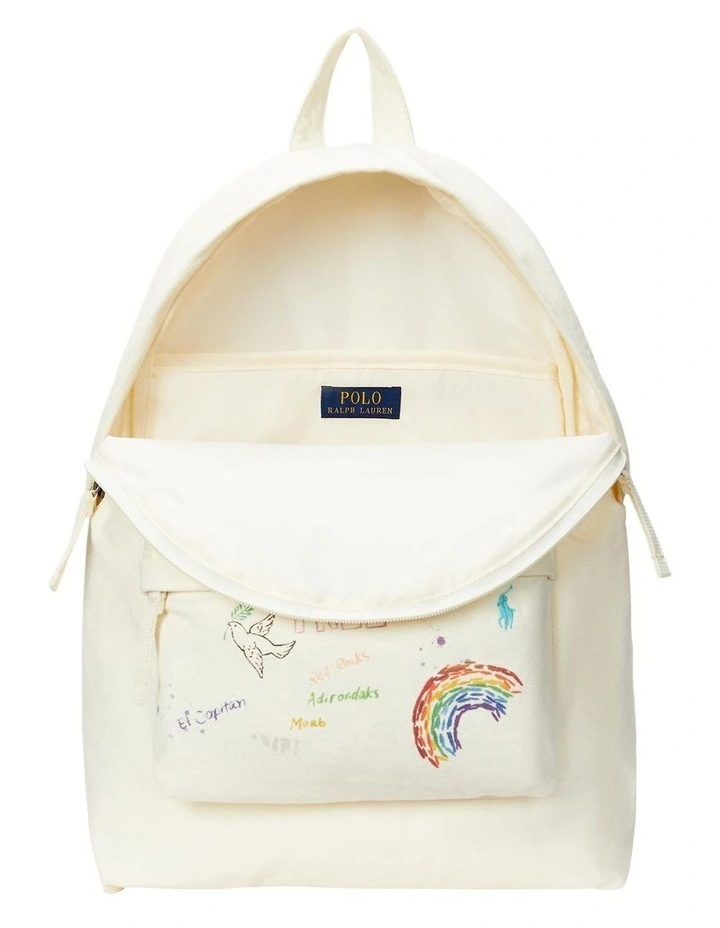Peace Love Polo Canvas Backpack in Red image 4