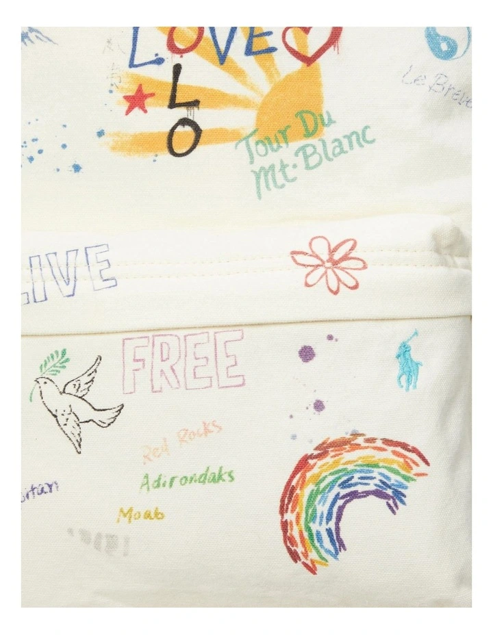 Peace Love Polo Canvas Backpack in Red image 5