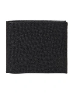 Saffiano Leather Billfold Wallet in Black