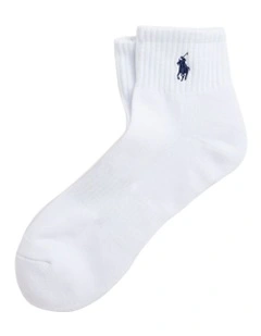 Cotton-Blend Quarter Crew Socks in White