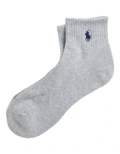 Cotton-Blend Quarter Crew Socks in Grey