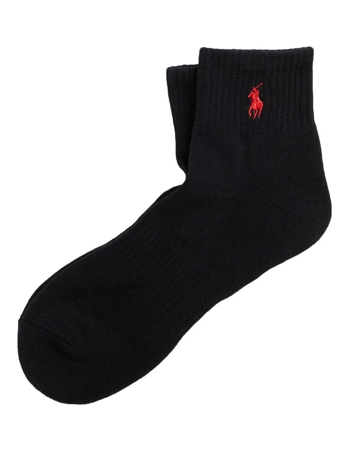 Cotton-Blend Quarter Crew Socks in Black image 1
