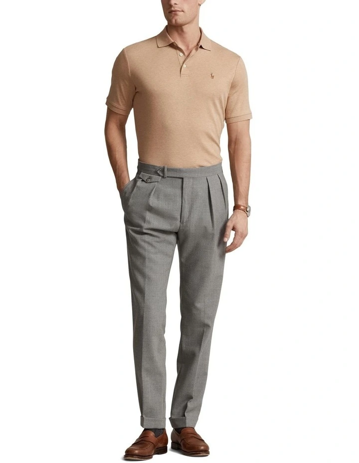 Classic Fit Soft Cotton Polo Shirt in Beige image 3