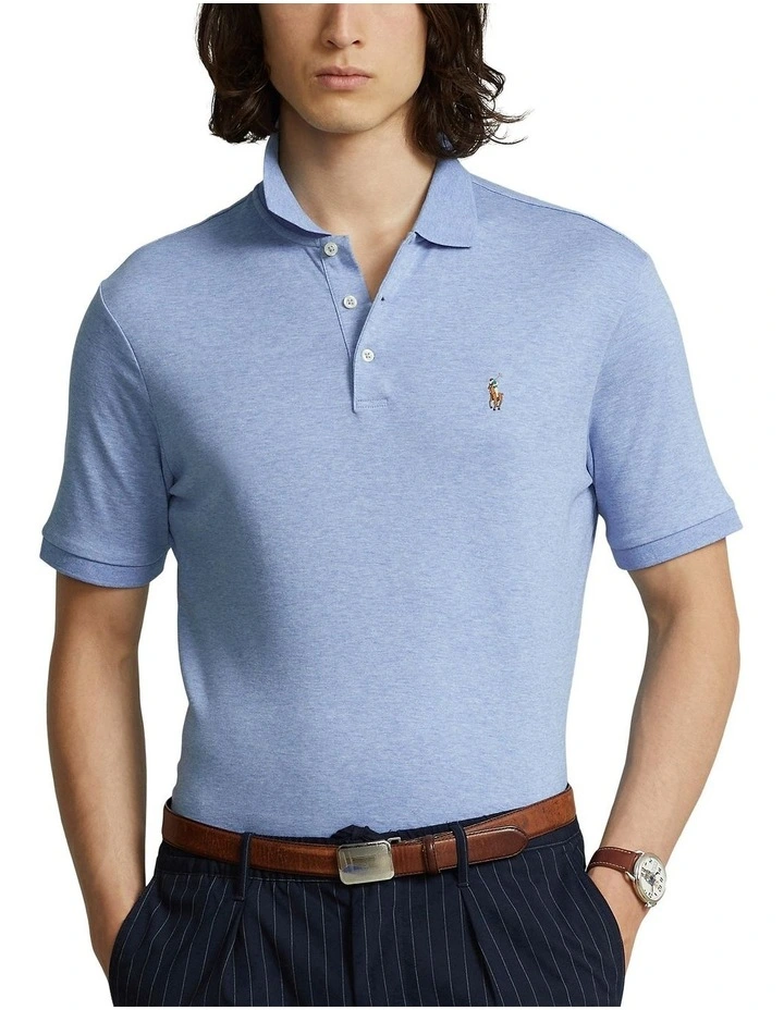 Classic Fit Soft Cotton Polo Shirt in Blue image 1