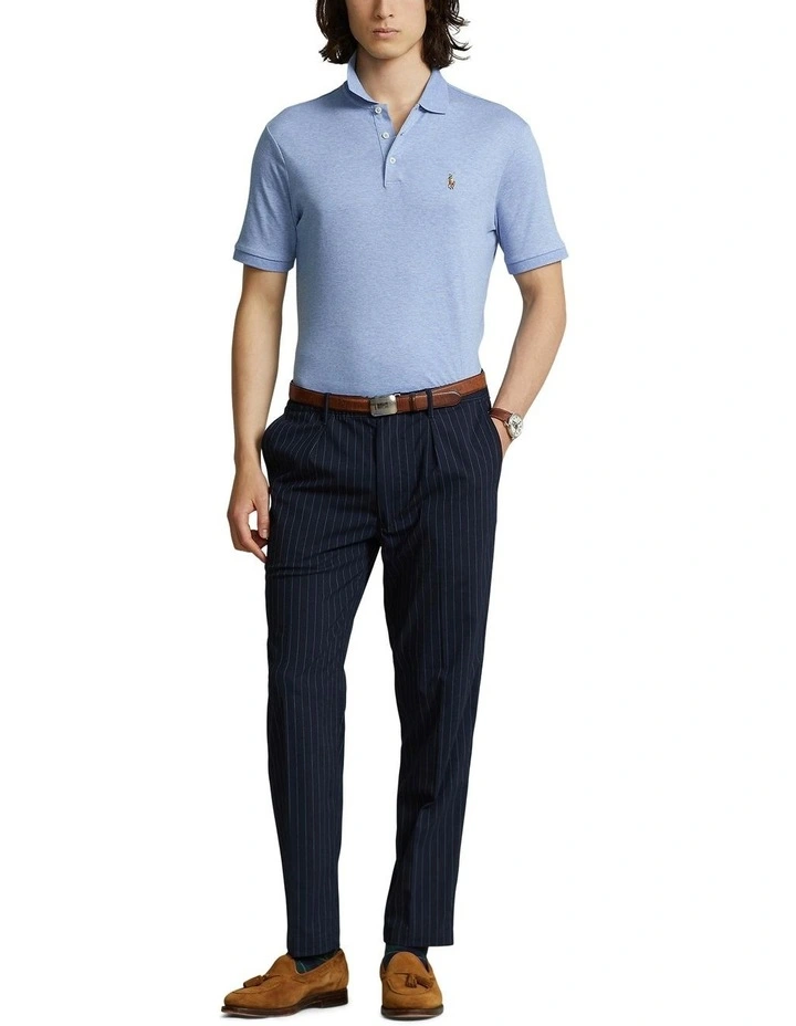 Classic Fit Soft Cotton Polo Shirt in Blue image 3
