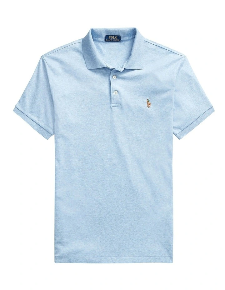 Classic Fit Soft Cotton Polo Shirt in Blue image 4