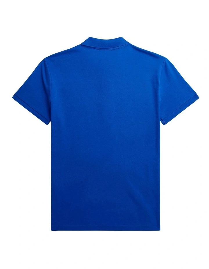 Custom Slim Fit Stretch Mesh Polo Shirt in Blue image 2