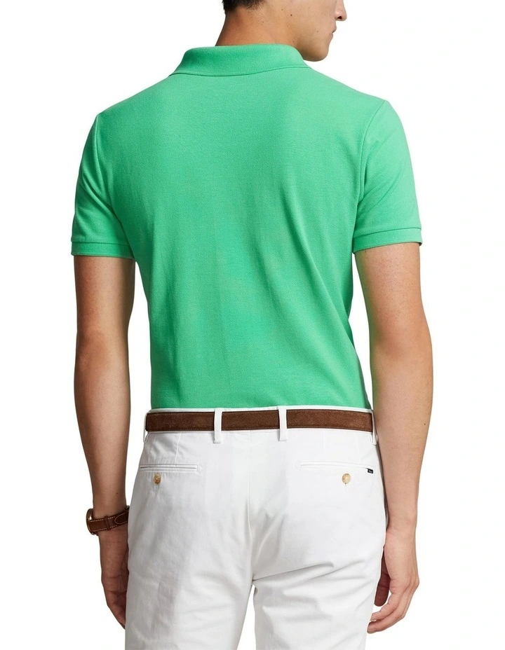 Custom Slim Fit Mesh Polo Shirt in Green image 2