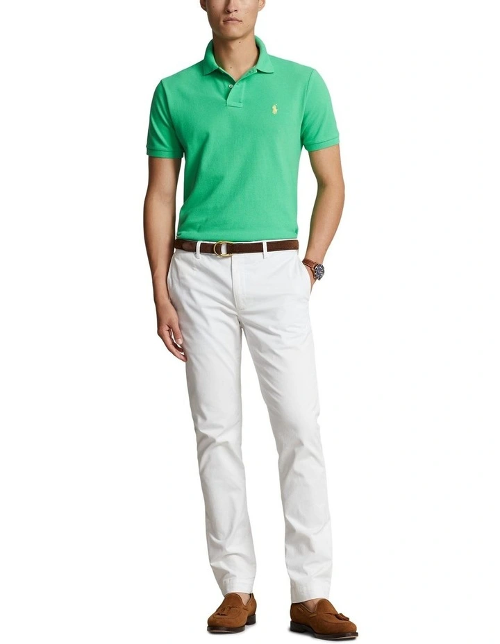 Custom Slim Fit Mesh Polo Shirt in Green image 3