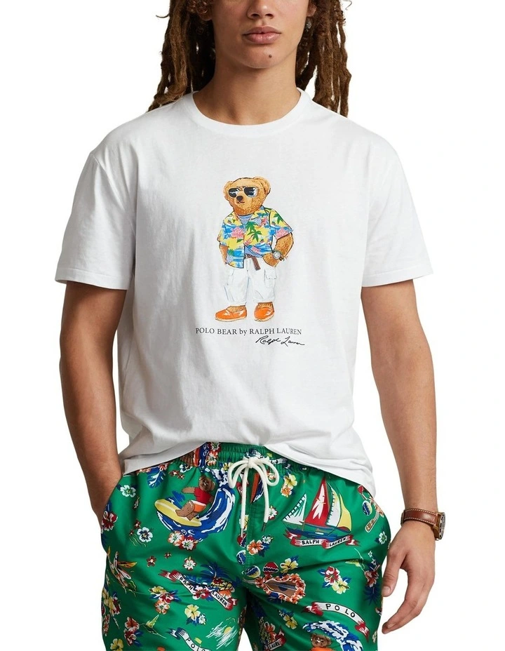Classic Fit Polo Bear Jersey T-shirt in White image 1