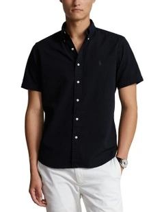 Classic Fit Seersucker Shirt in Black