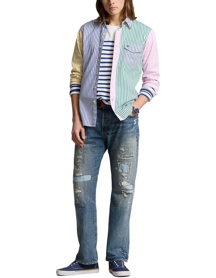 Classic Fit Striped Poplin Fun Shirt in Multi image 3