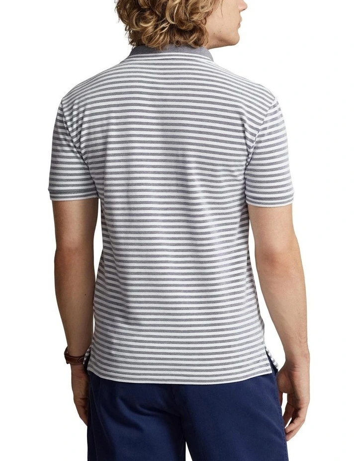 Custom Slim Fit Stretch Mesh Polo Shirt in Navy image 2