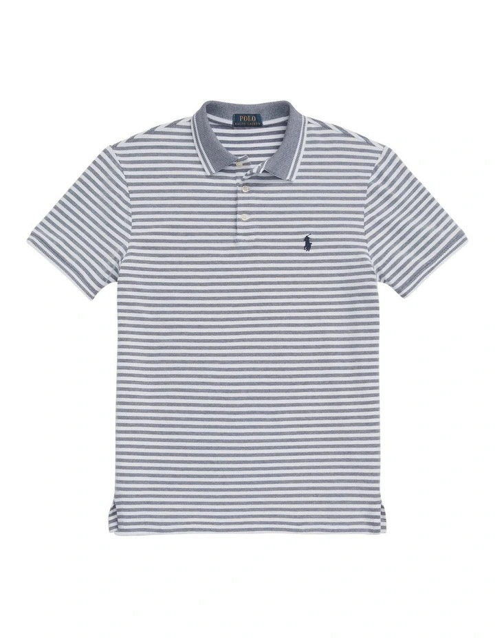 Custom Slim Fit Stretch Mesh Polo Shirt in Navy image 4