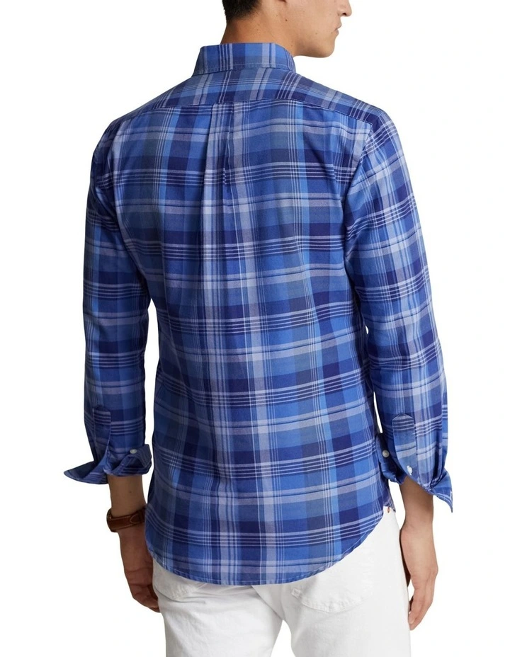 Classic Fit Plaid Oxford Shirt in Blue image 2